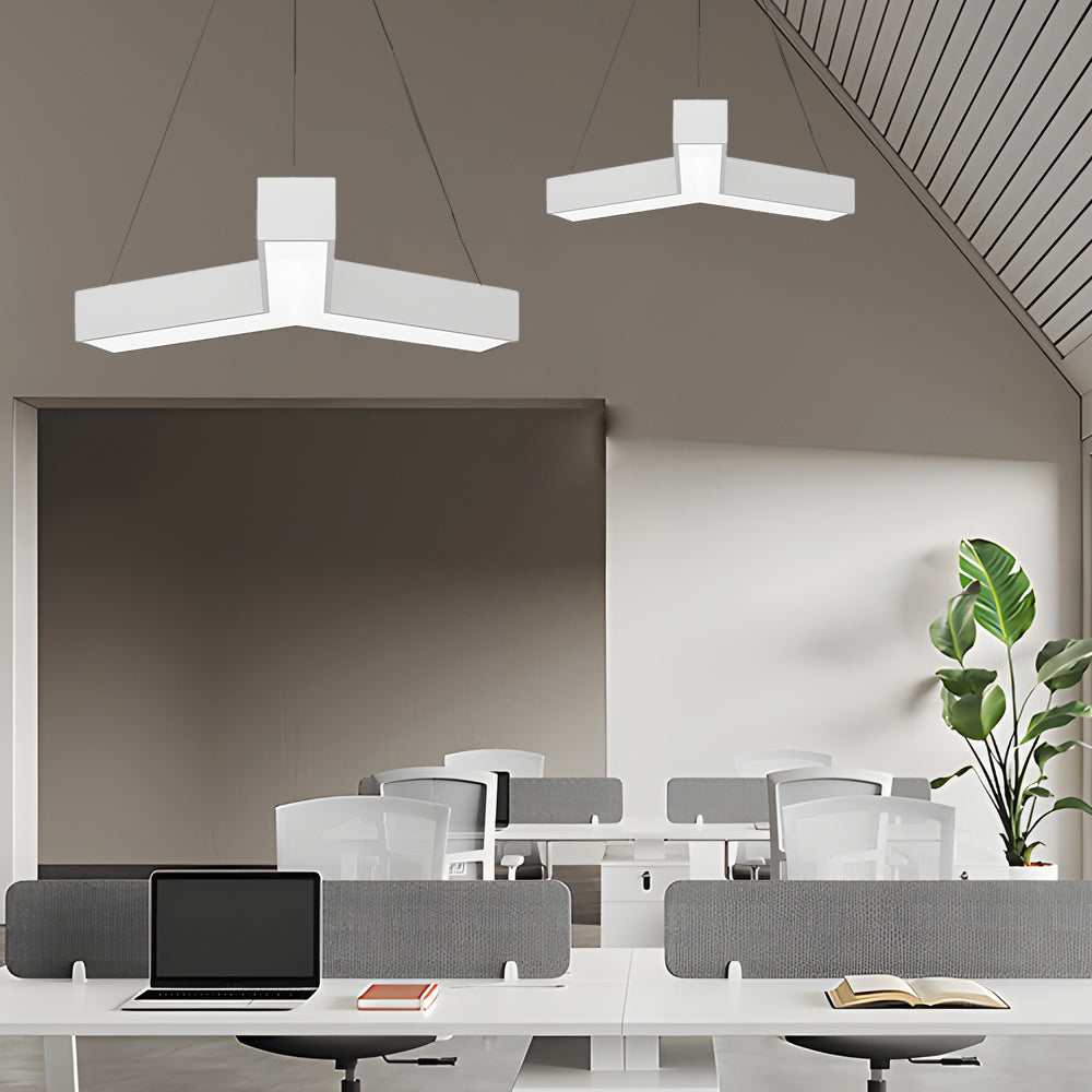 Y-Shape Linear Ceiling Light, Modular Industrial Geometric LED Fixture for Offices and Open Living Areas, Connectable Units