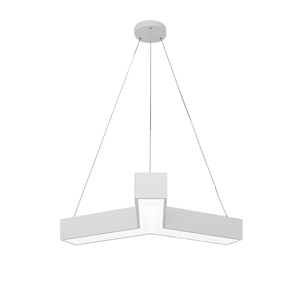 Y-shaped linear pendant light shown in a white finish