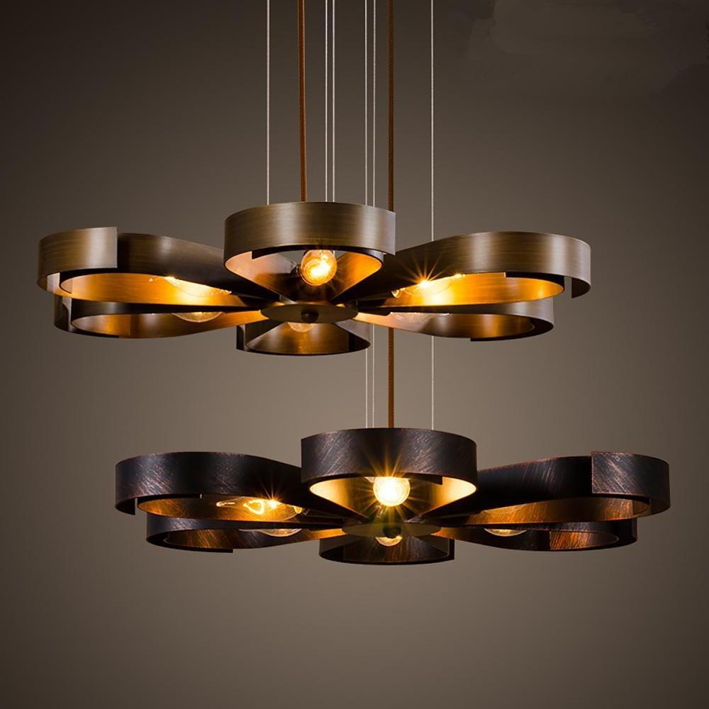 Painted metal six-light petal chandelier, main product view