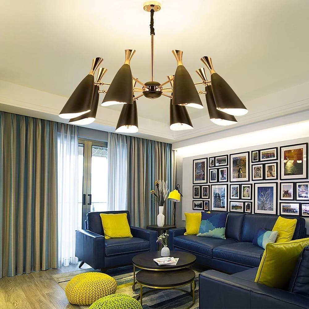 Electroplated metal eight-light Nordic chandelier, main product view