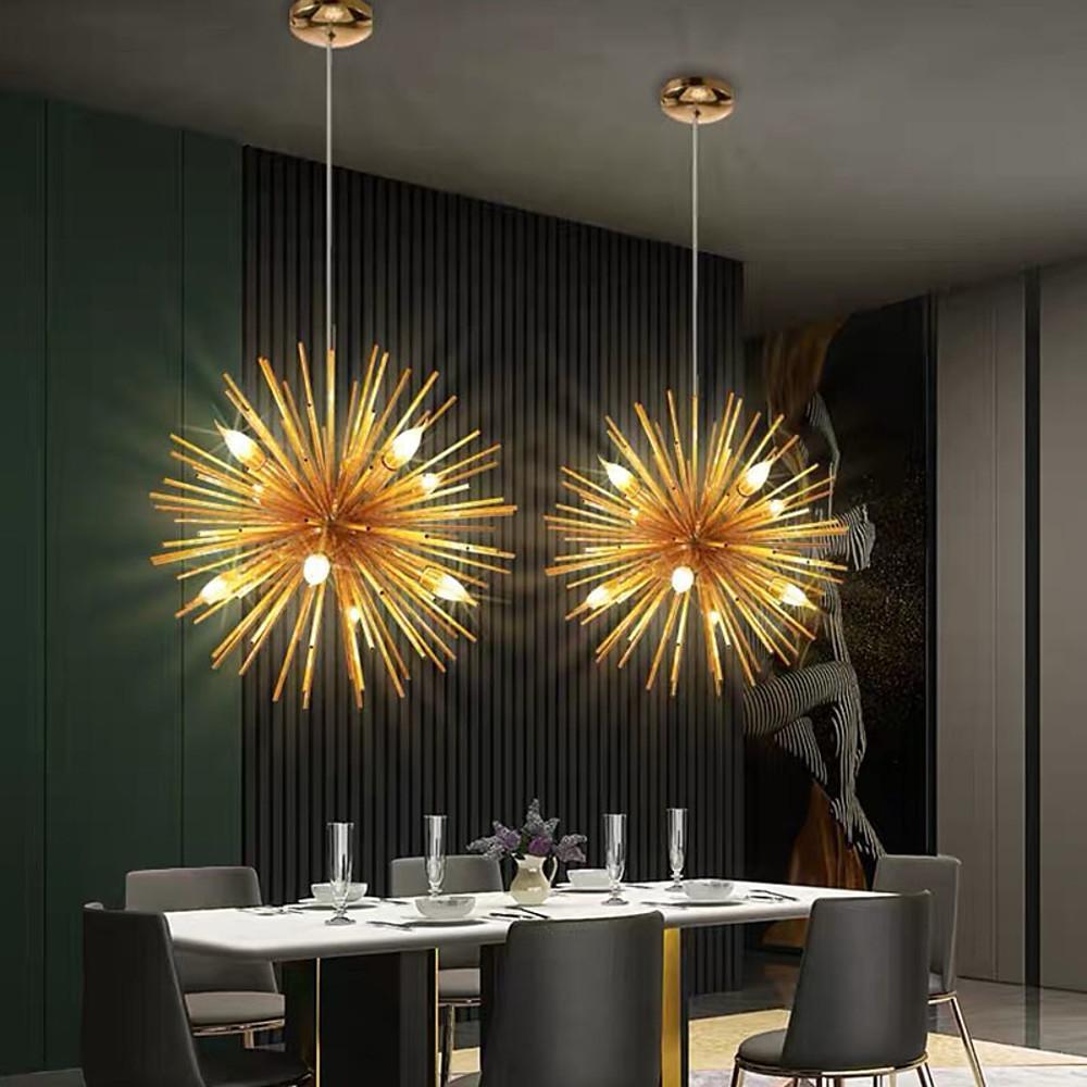 Electroplated aluminum twelve-light globe pendant, main product view