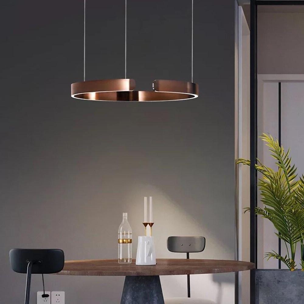 Gold steel open ring LED pendant light, main product view