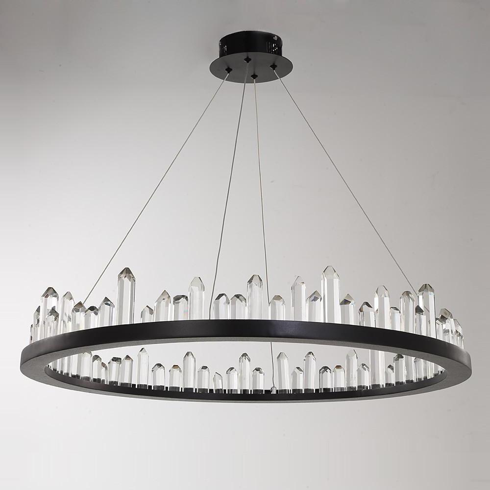 Black metal crystal ring chandelier, fifth product view