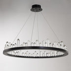 Black metal crystal ring chandelier, fifth product view