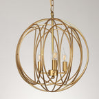 Brushed brass globe cage chandelier, main product view