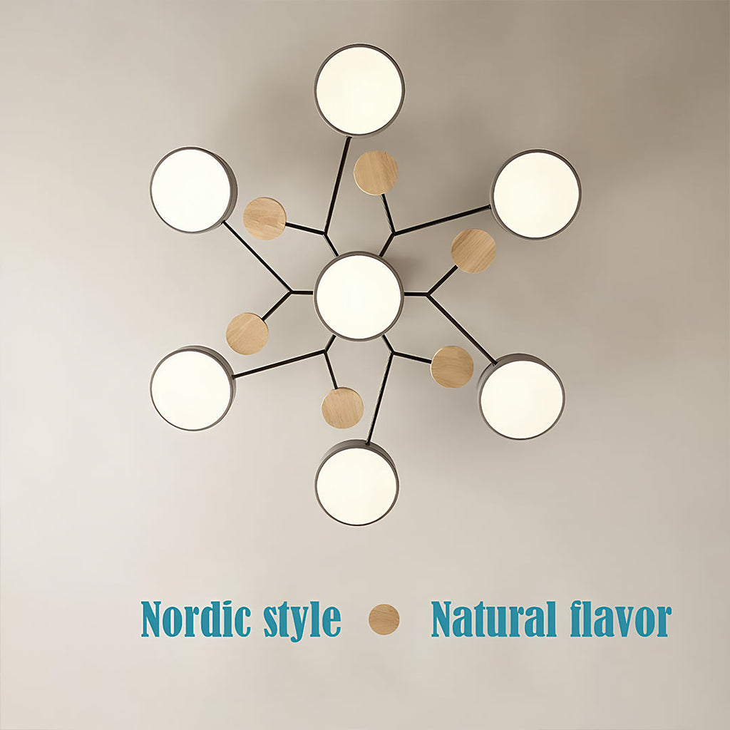 Sputnik Ceiling Light, Nordic Metal Artistic LED Chandelier for Kids Rooms and Nurseries, Flower-Form Design in Three Colors